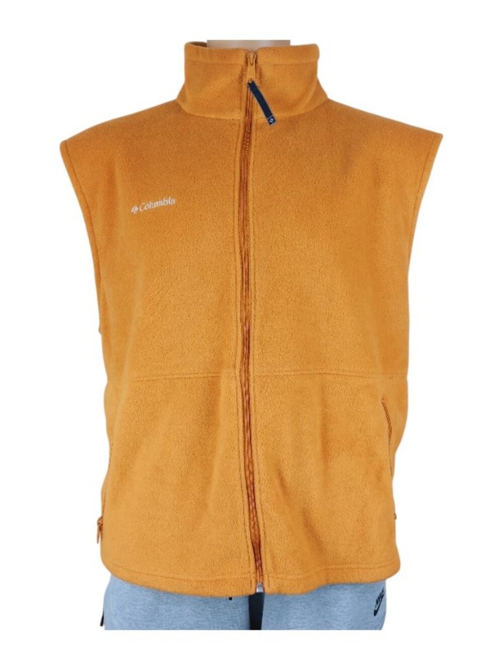 Columbia Men's Burnt Orange Sleeveless Mock Neck Fleece Vest Size XL
